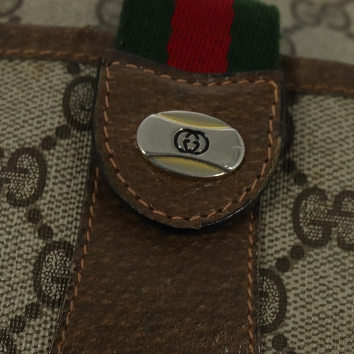 GUCCI GG Supreme Web Sherry Line Bag PVC Beige Gold 89 02 032 Auth BA4062