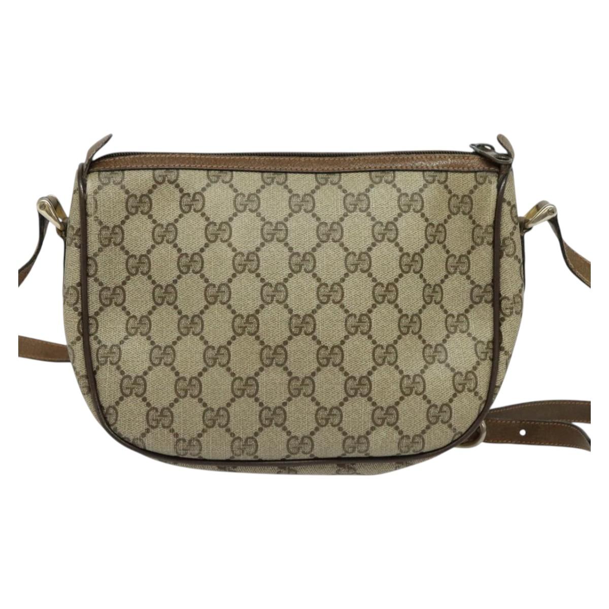 GUCCI GG Supreme Web Sherry Line Bag PVC Beige Gold 89 02 032 Auth BA4062