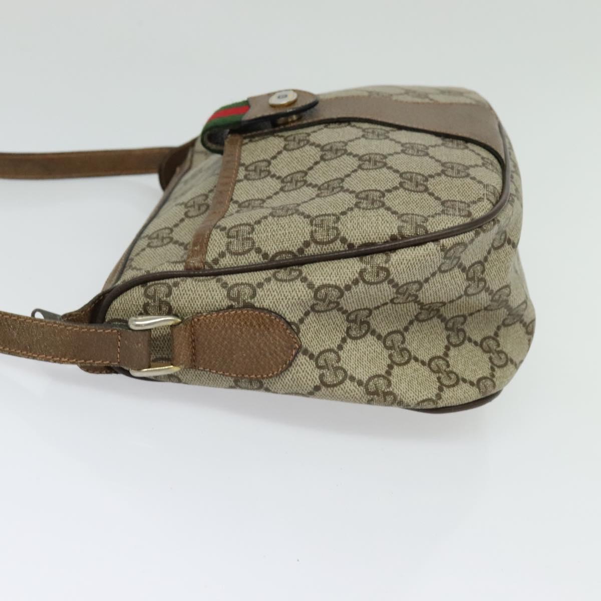 GUCCI GG Supreme Web Sherry Line Bag PVC Beige Gold 89 02 032 Auth BA4062
