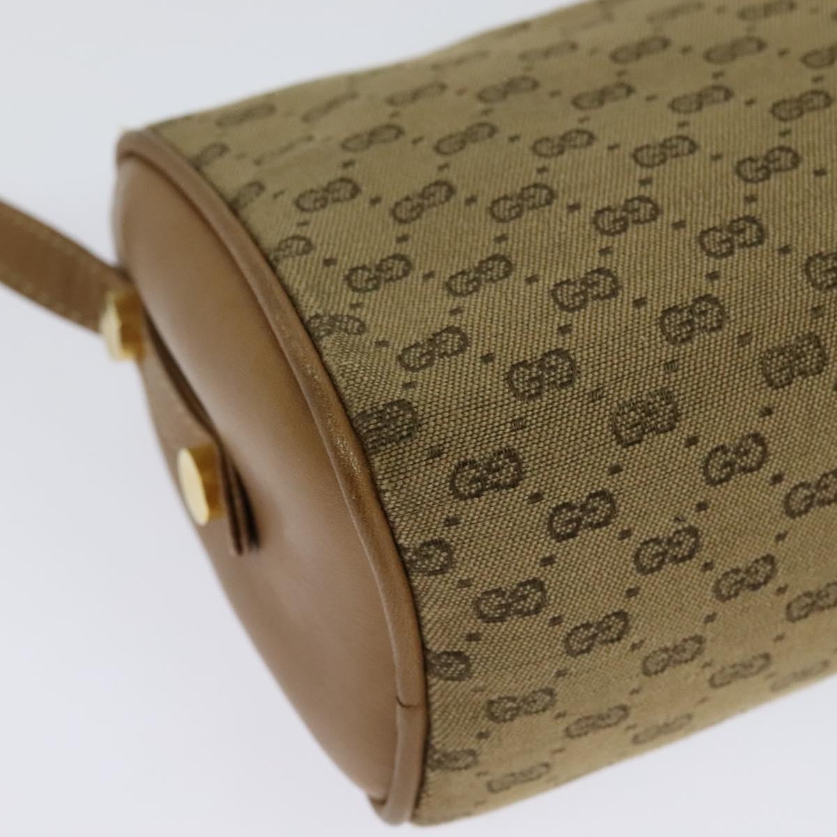 GUCCI Micro GG Canvas Shoulder Bag Vintage Beige Gold Auth BA4063