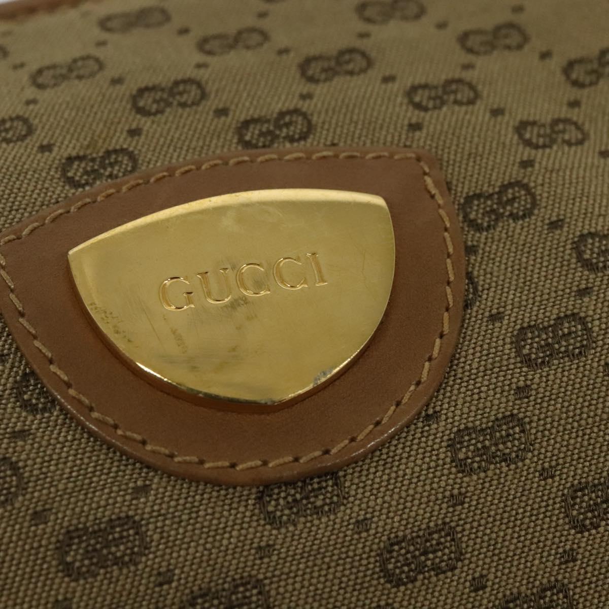 GUCCI Micro GG Canvas Shoulder Bag Vintage Beige Gold Auth BA4063