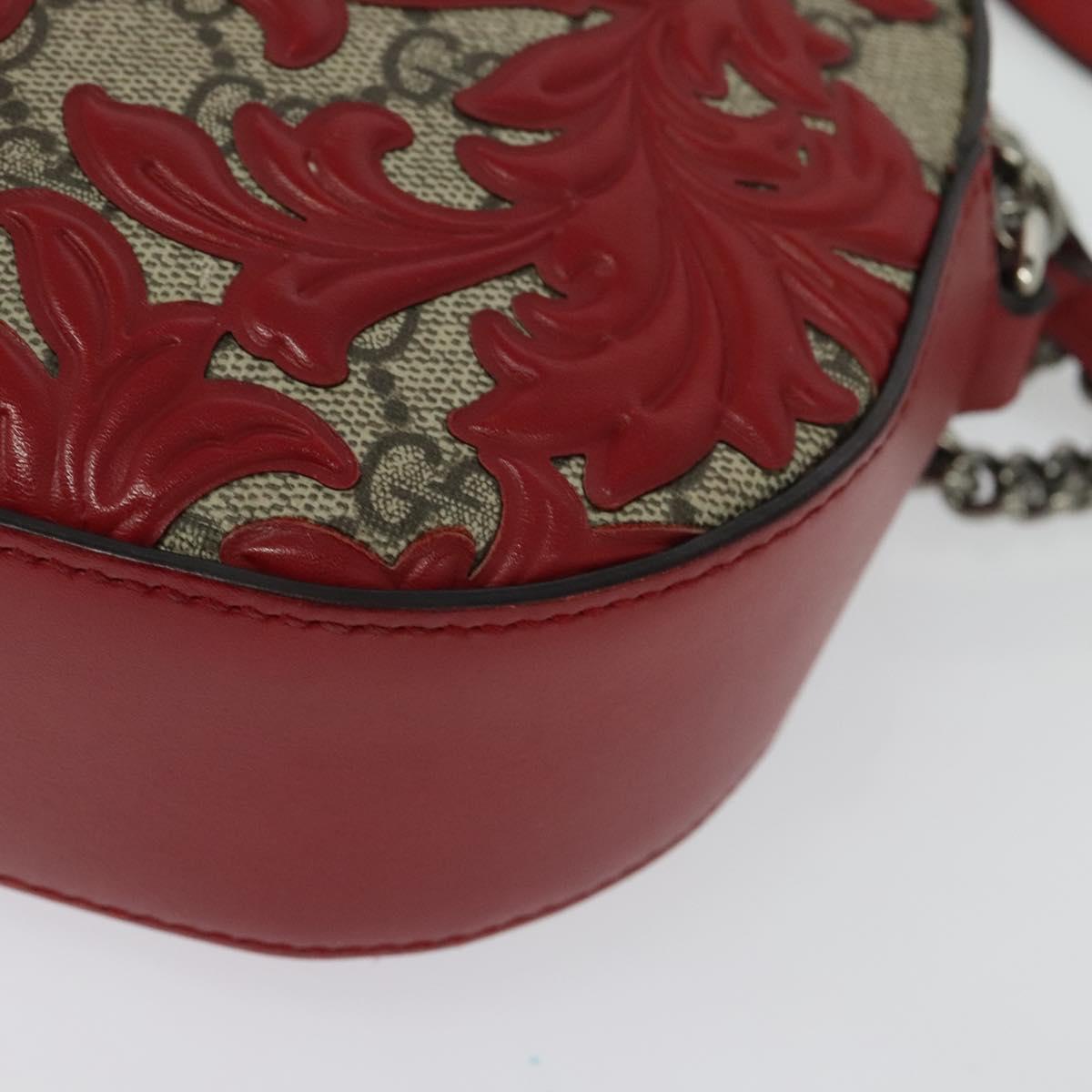 GUCCI GG Supreme Arabesque Chain Shoulder Bag PVC Beige 409535 Auth BA4077