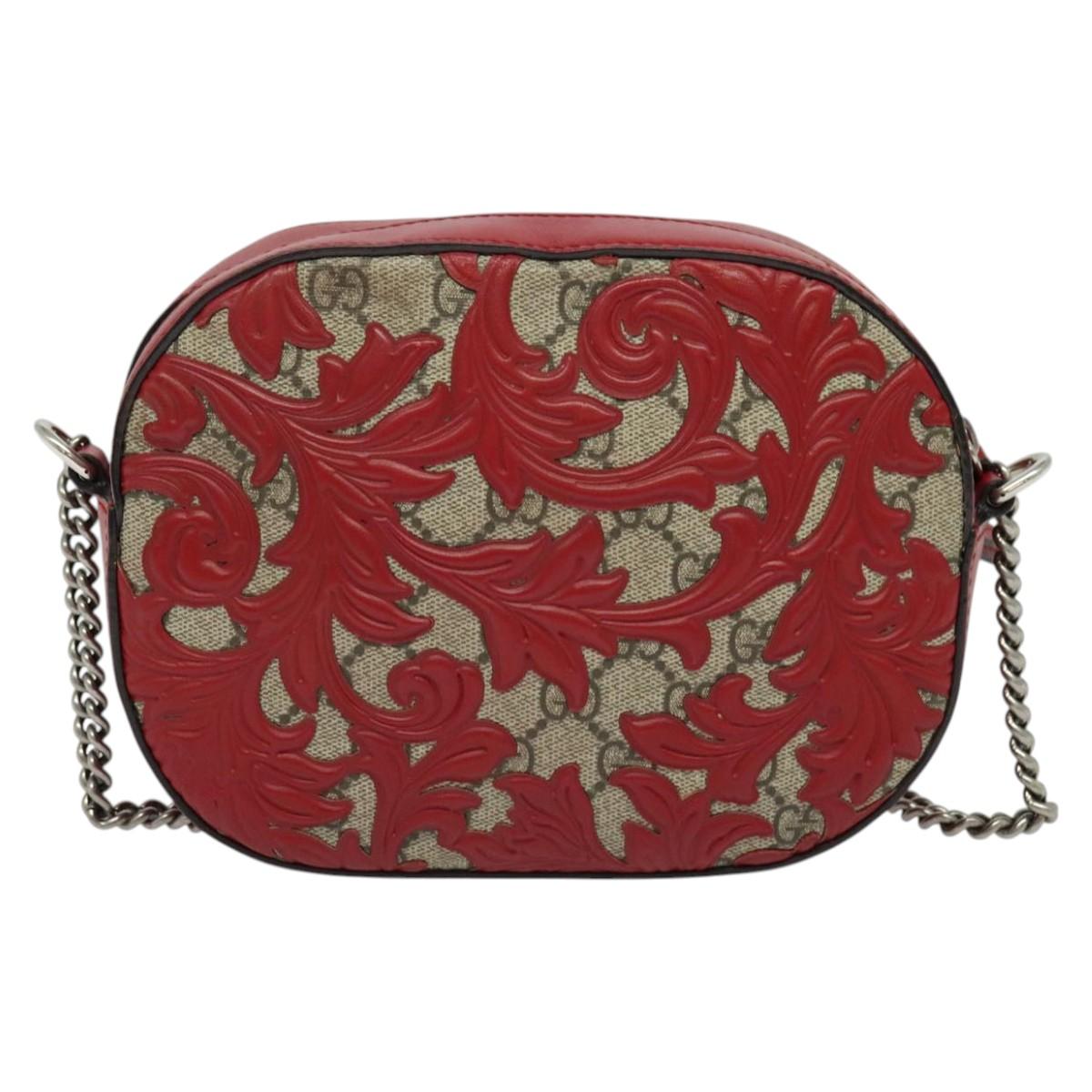 GUCCI GG Supreme Arabesque Chain Shoulder Bag PVC Beige 409535 Auth BA4077