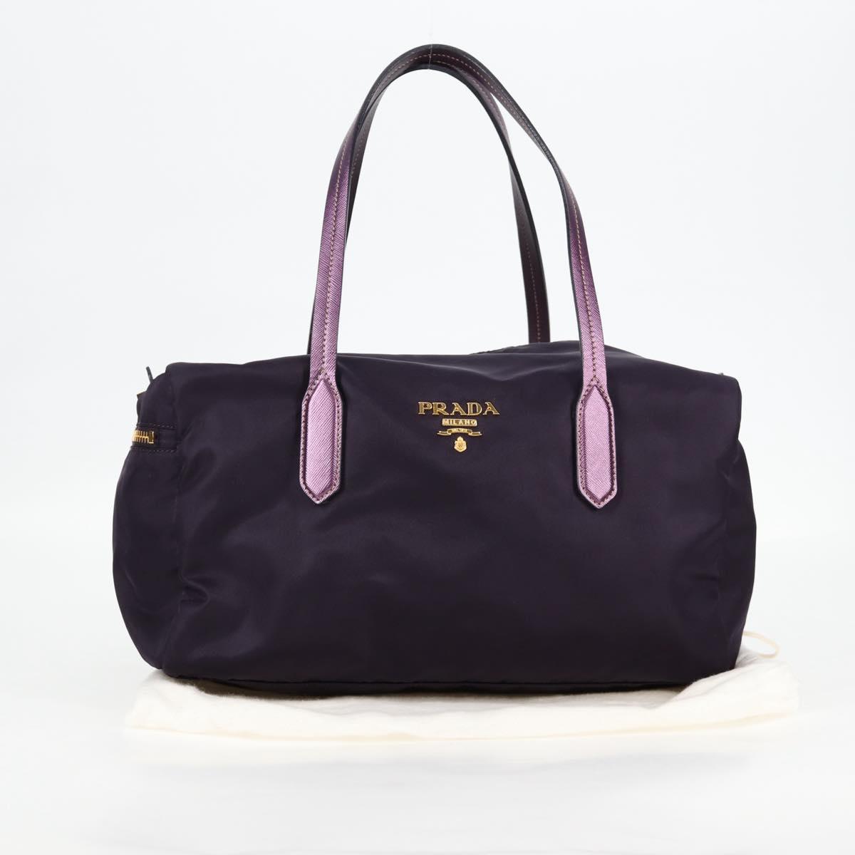 PRADA Shoulder Bag Nylon Purple Gold Auth BA4080V