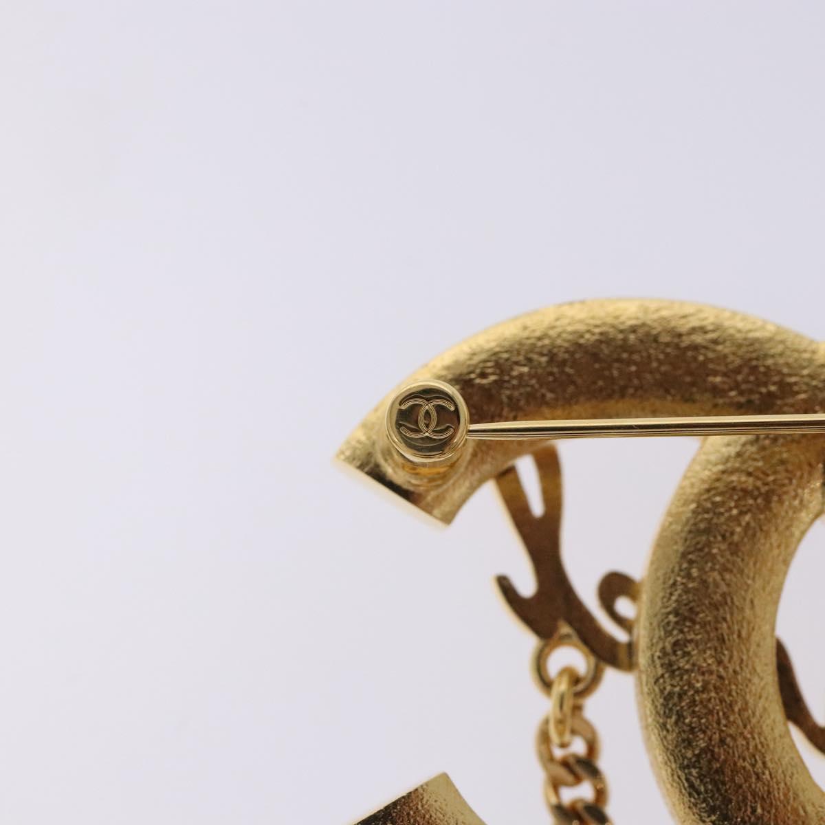 CHANEL COCO Mark Brooch metal Gold CC Auth BA4087M