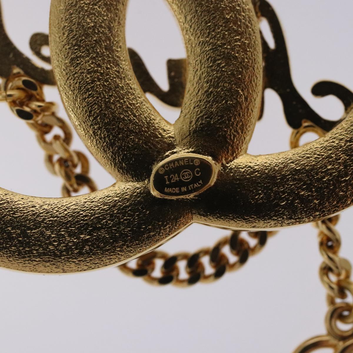 CHANEL COCO Mark Brooch metal Gold CC Auth BA4087M