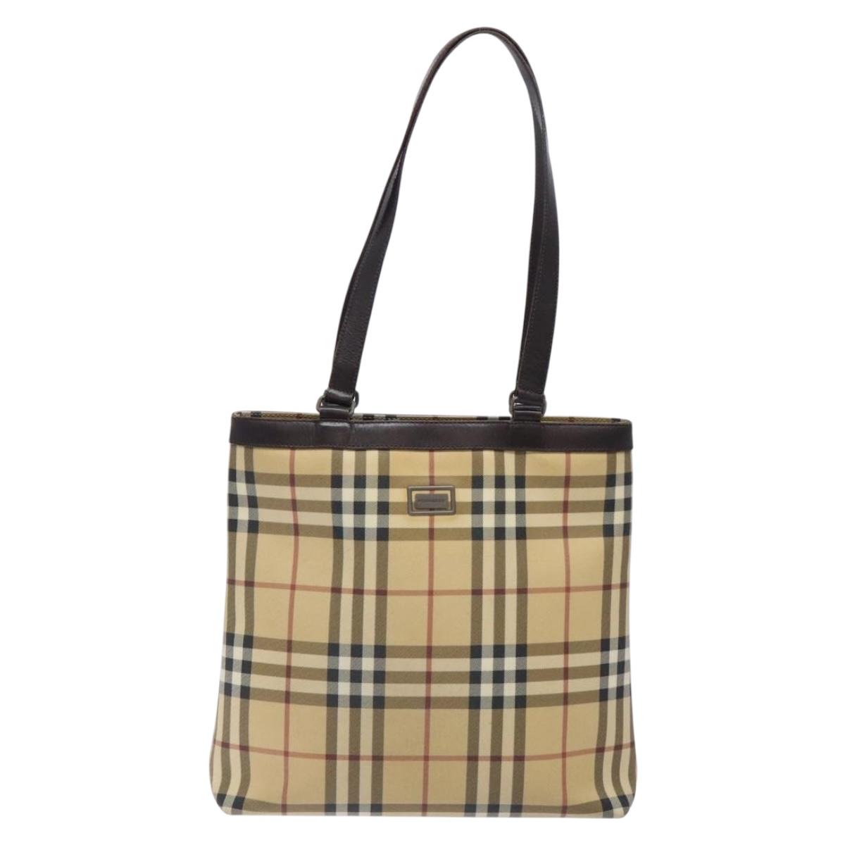 BURBERRY Nova Check Tote Bag PVC Beige Auth BA4094