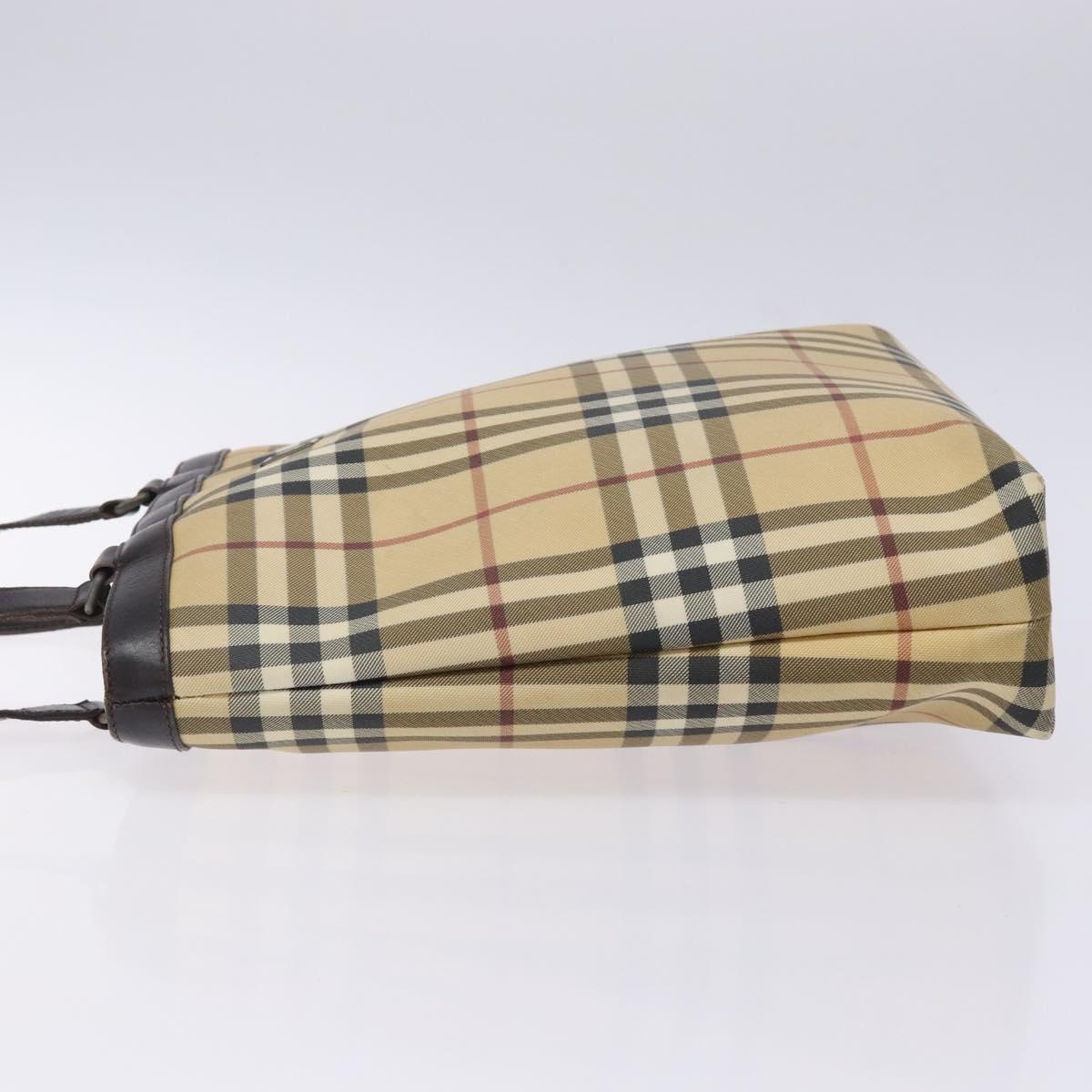 BURBERRY Nova Check Tote Bag PVC Beige Auth BA4094