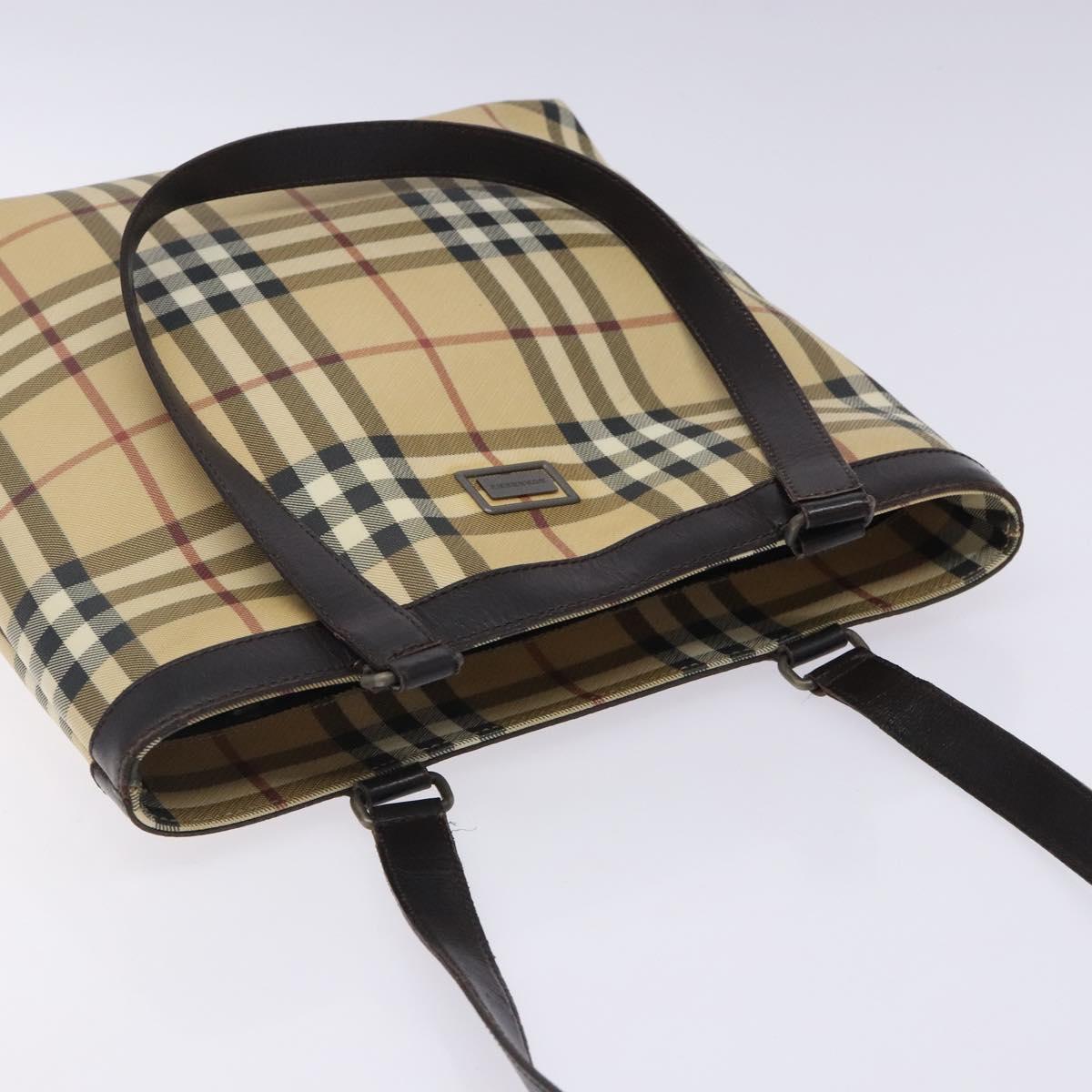 BURBERRY Nova Check Tote Bag PVC Beige Auth BA4094