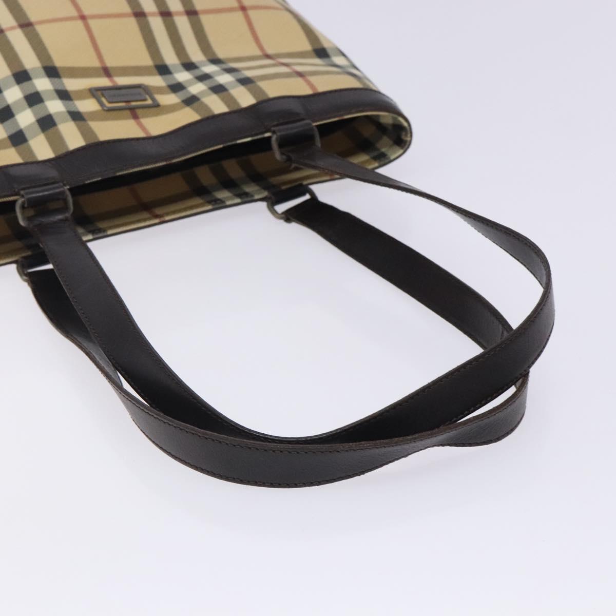 BURBERRY Nova Check Tote Bag PVC Beige Auth BA4094