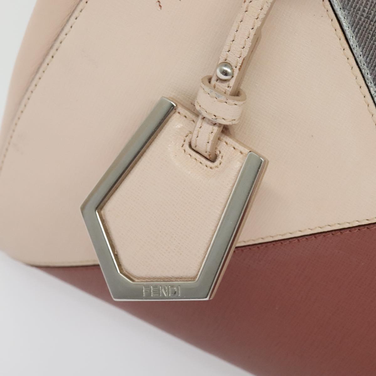 FENDI Petite to Jules Hand Bag Leather 2way Pink Silver Auth BA4096