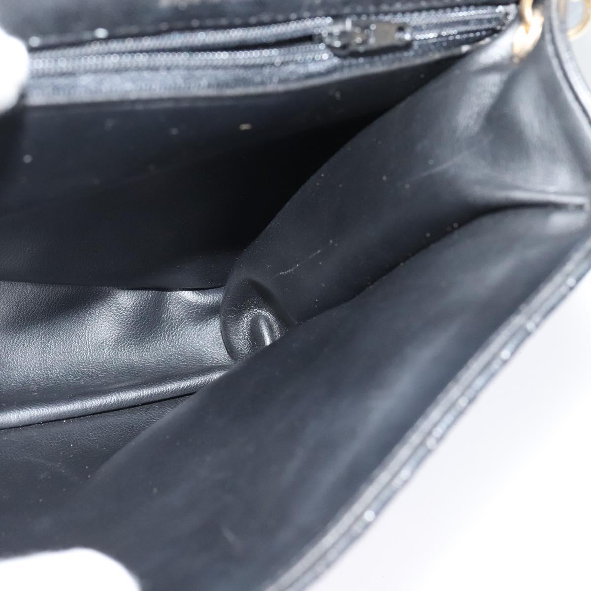 BALLY Quilted Shoulder Bag Leather Black Gold Auth BA4098