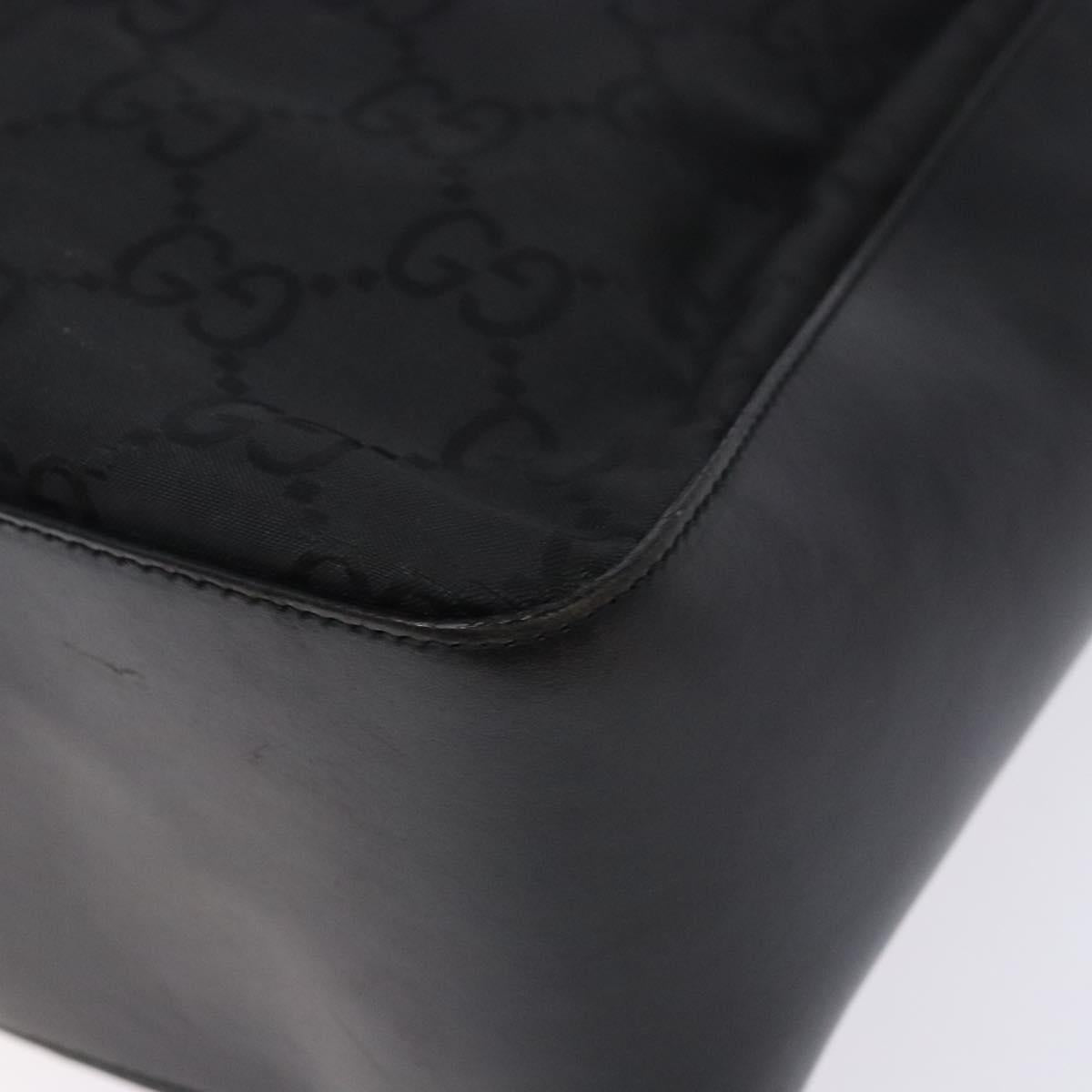 GUCCI GG Canvas Shoulder Bag Nylon Black Silver 001 3766 Auth BA4115