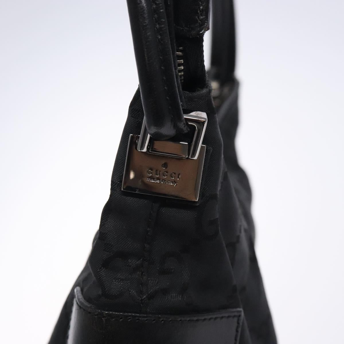 GUCCI GG Canvas Shoulder Bag Nylon Black Silver 001 3766 Auth BA4115