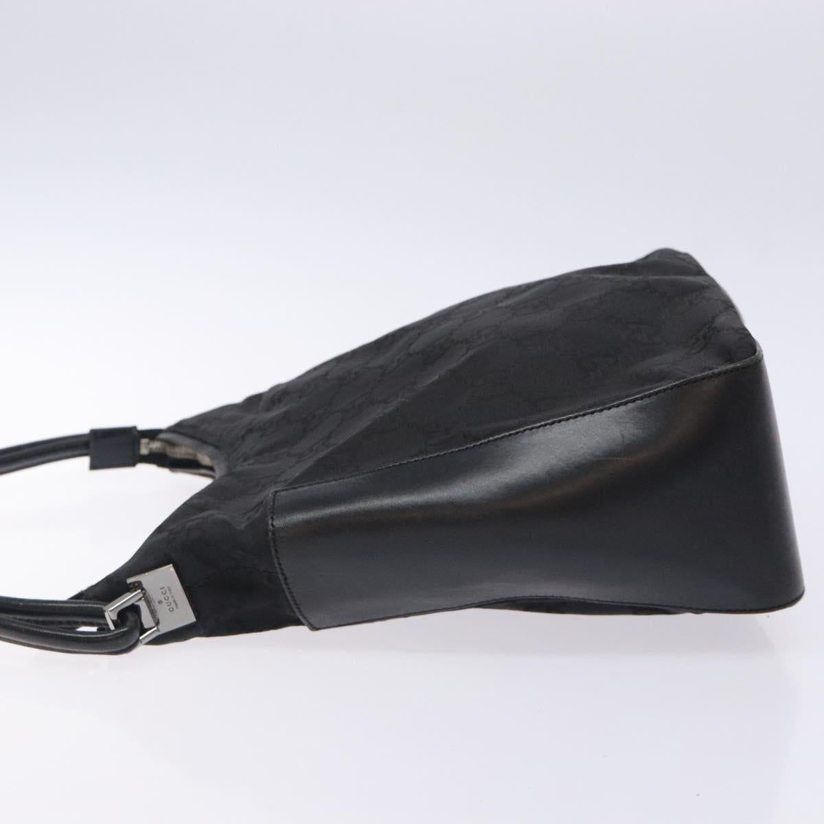 GUCCI GG Canvas Shoulder Bag Nylon Black Silver 001 3766 Auth BA4115