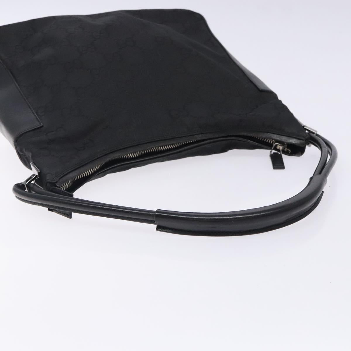 GUCCI GG Canvas Shoulder Bag Nylon Black Silver 001 3766 Auth BA4115