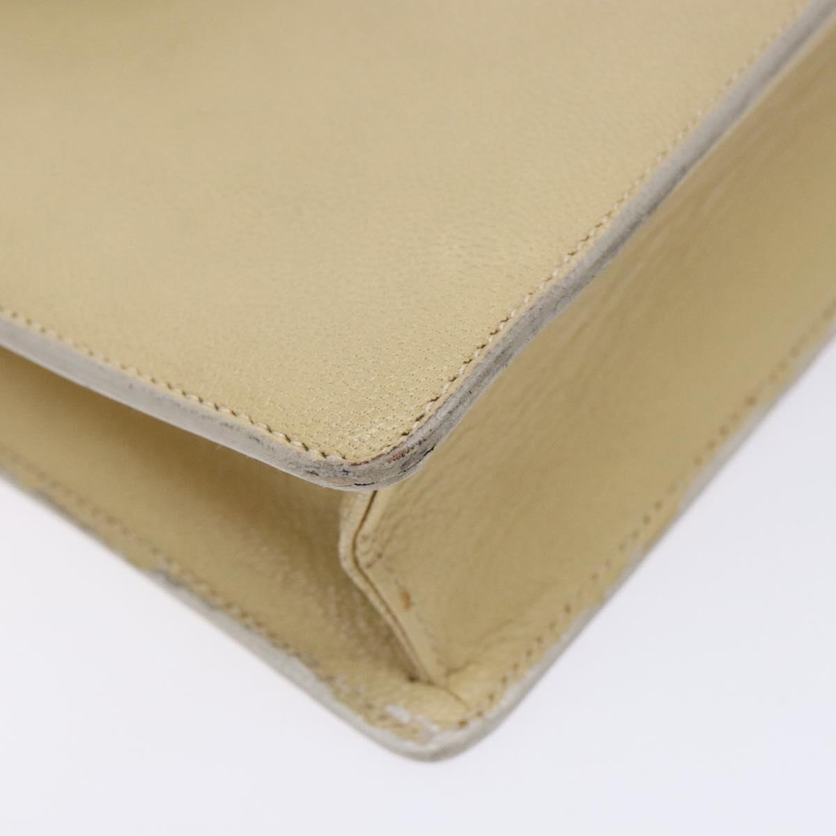 GUCCI Shoulder Bag Leather Cream Gold Auth BA4121