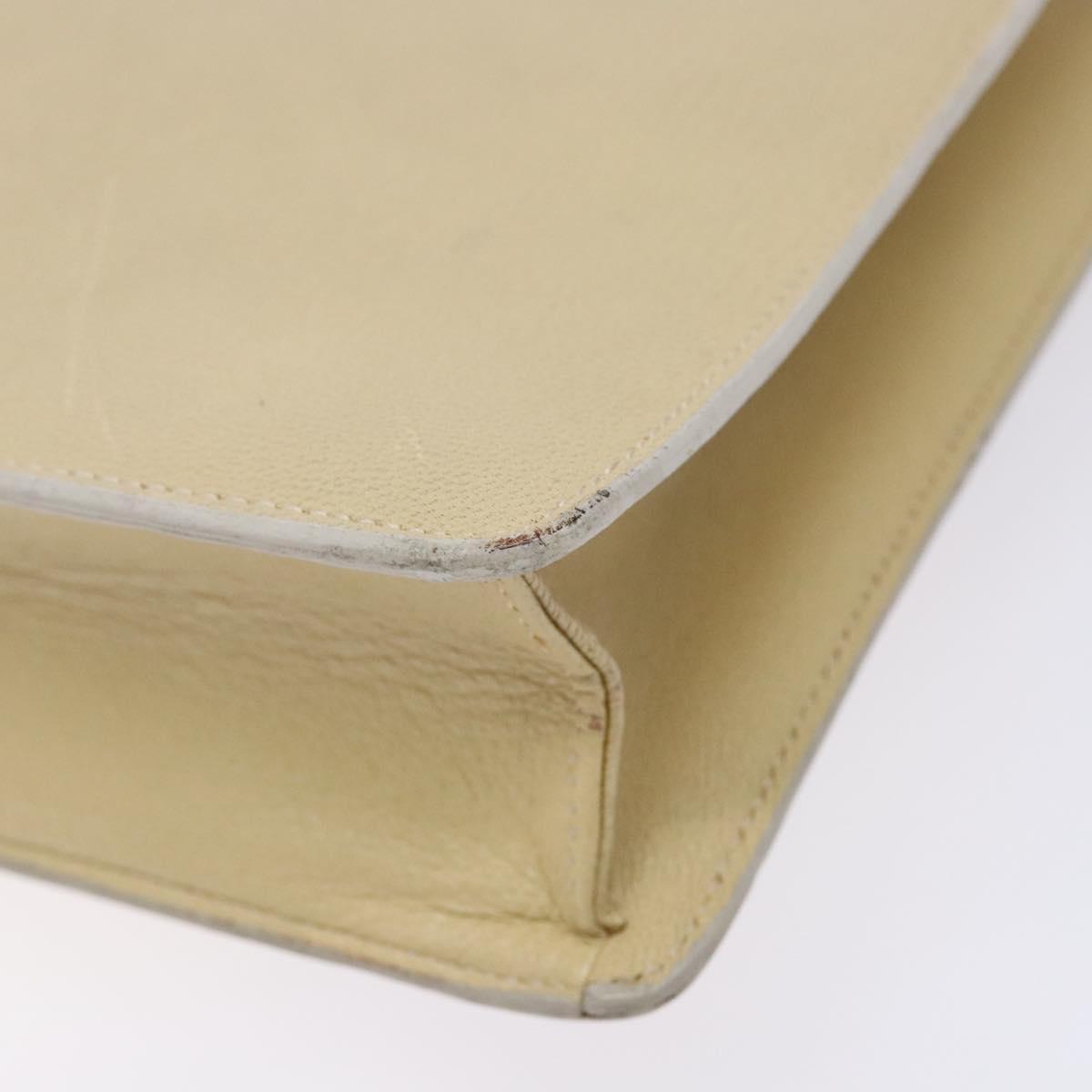 GUCCI Shoulder Bag Leather Cream Gold Auth BA4121