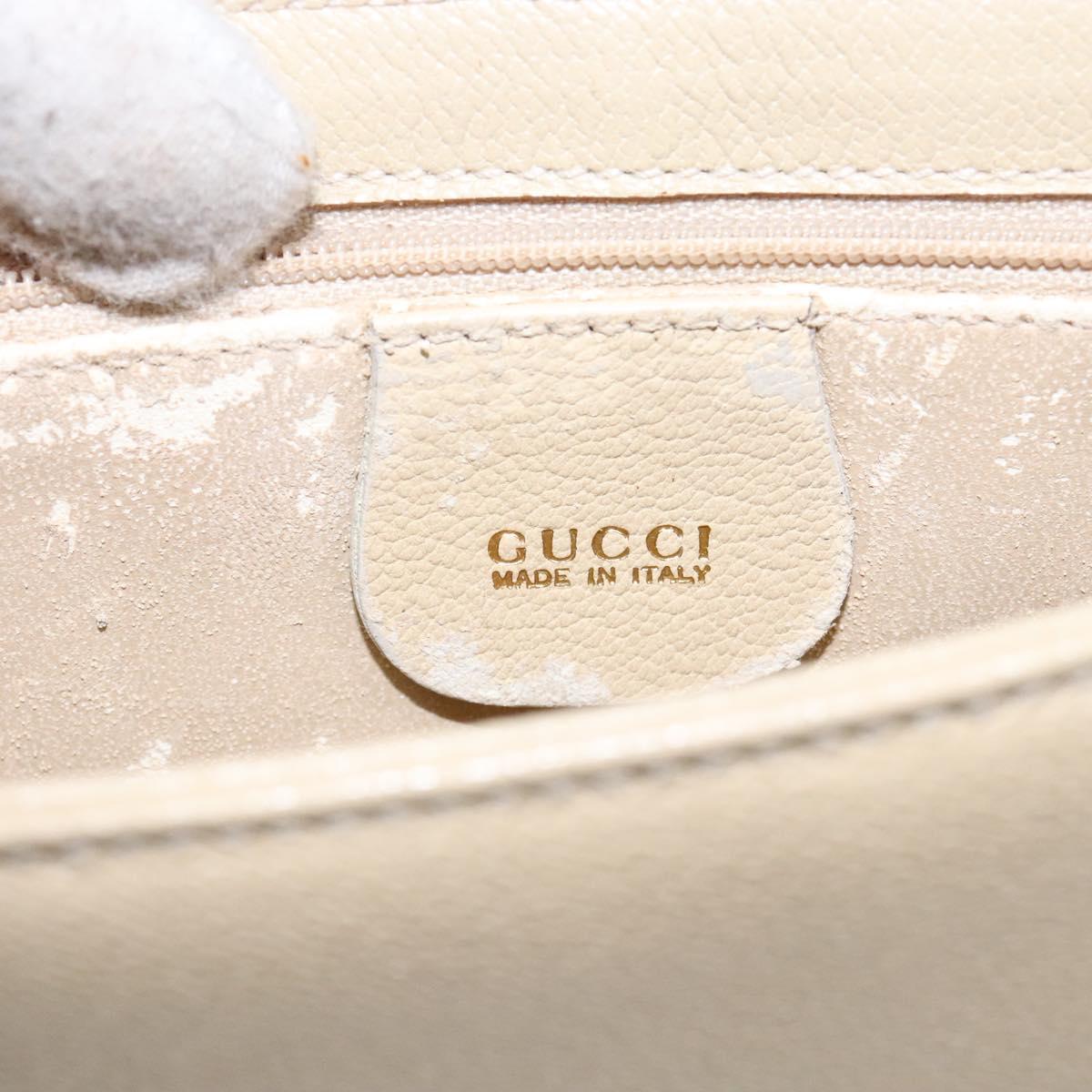 GUCCI Shoulder Bag Leather Cream Gold Auth BA4121