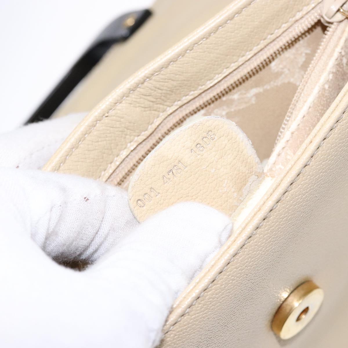 GUCCI Shoulder Bag Leather Cream Gold Auth BA4121