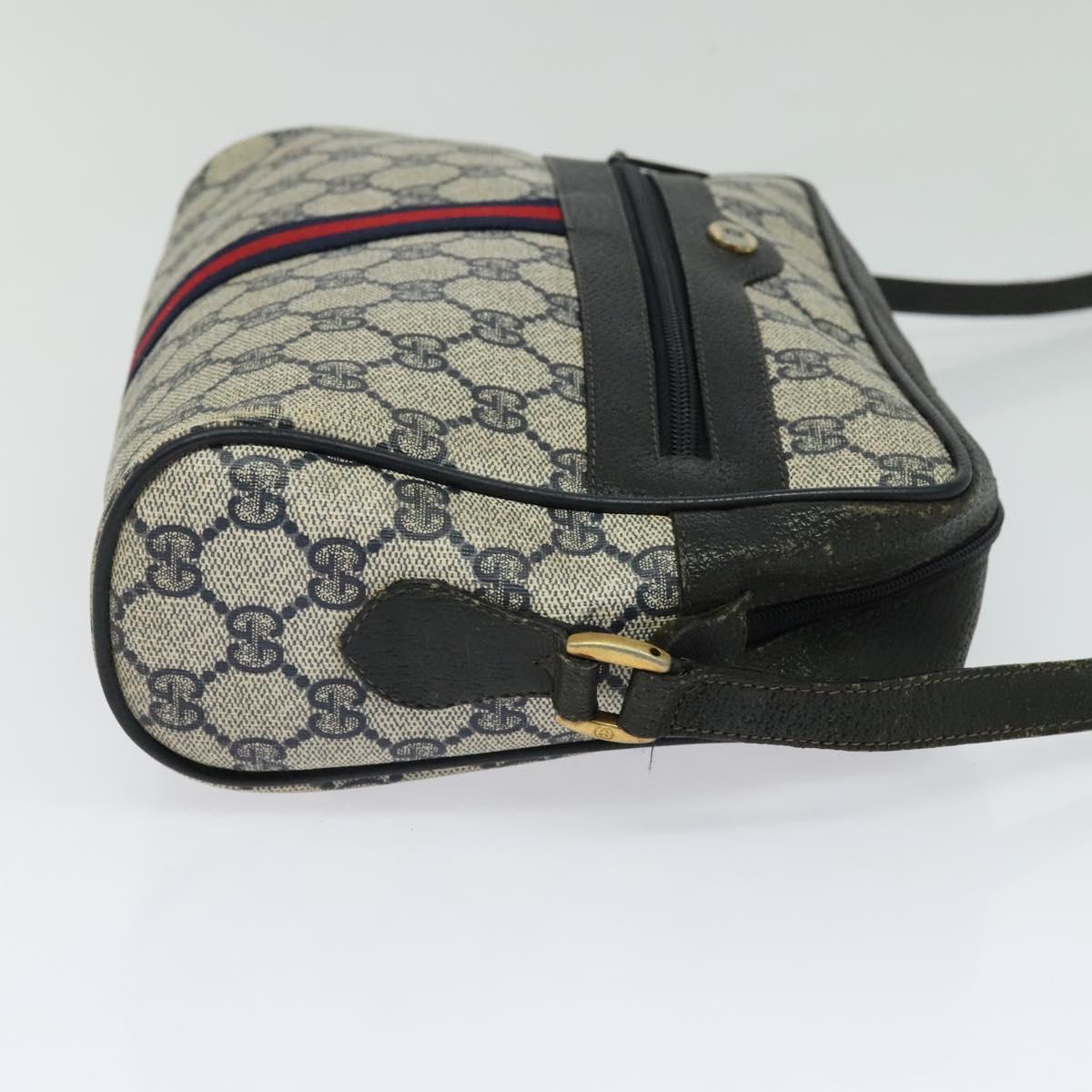 GUCCI GG Supreme Sherry Line Shoulder Bag PVC Navy Gold 98 02 005 Auth BA4122