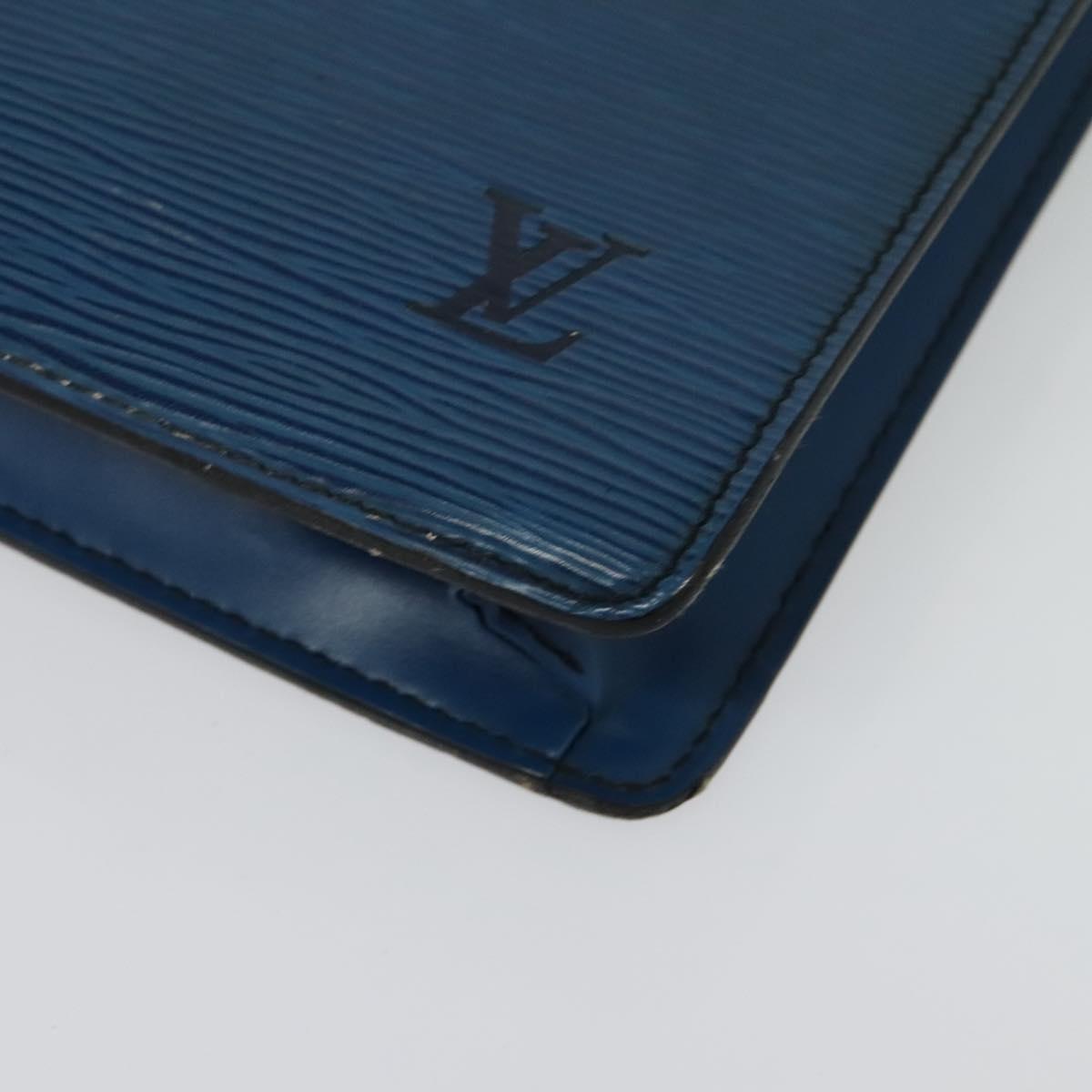 LOUIS VUITTON Epi Porte Documents Bandouliere Bag Toledo Blue LV Auth BA4126