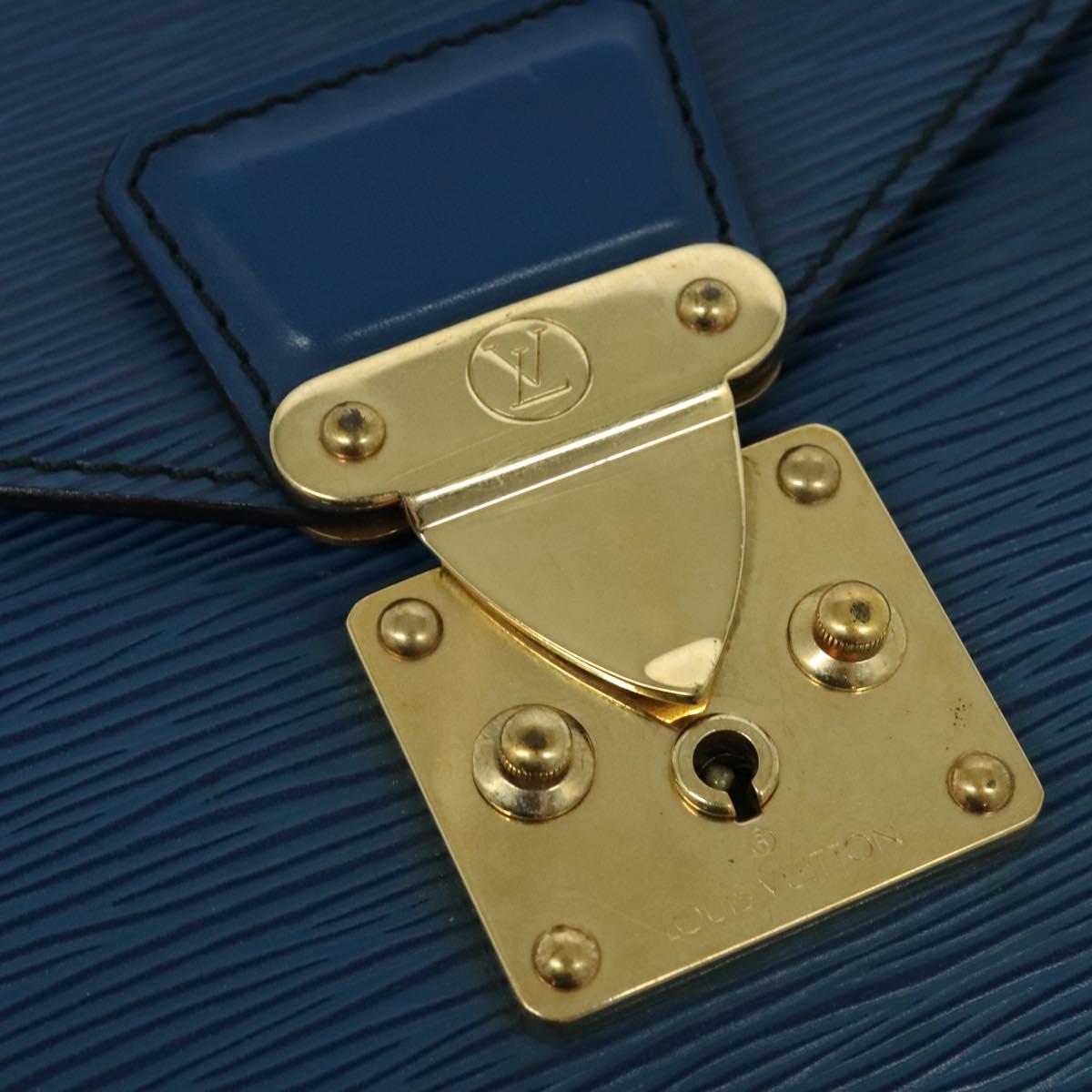 LOUIS VUITTON Epi Porte Documents Bandouliere Bag Toledo Blue LV Auth BA4126