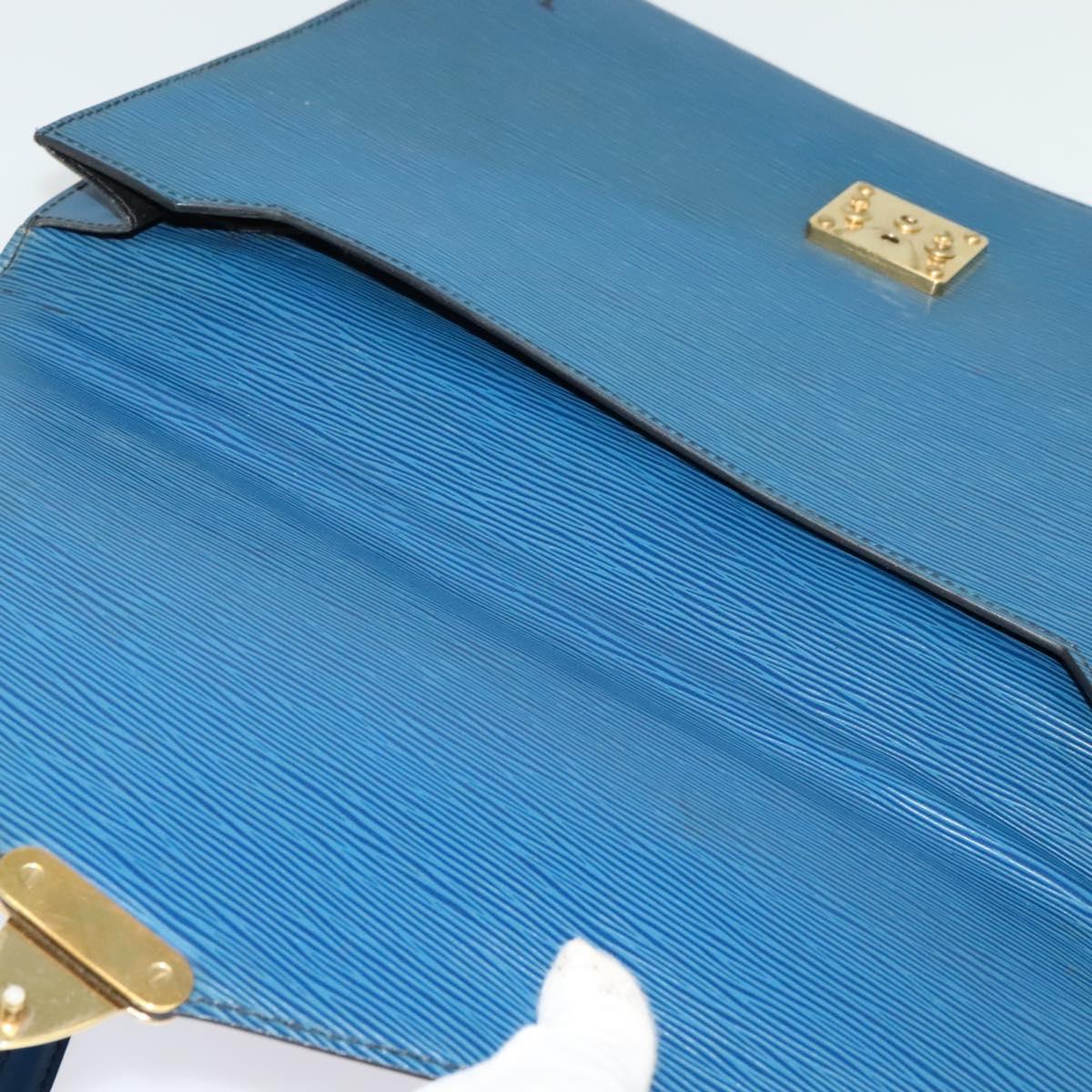 LOUIS VUITTON Epi Porte Documents Bandouliere Bag Toledo Blue LV Auth BA4126