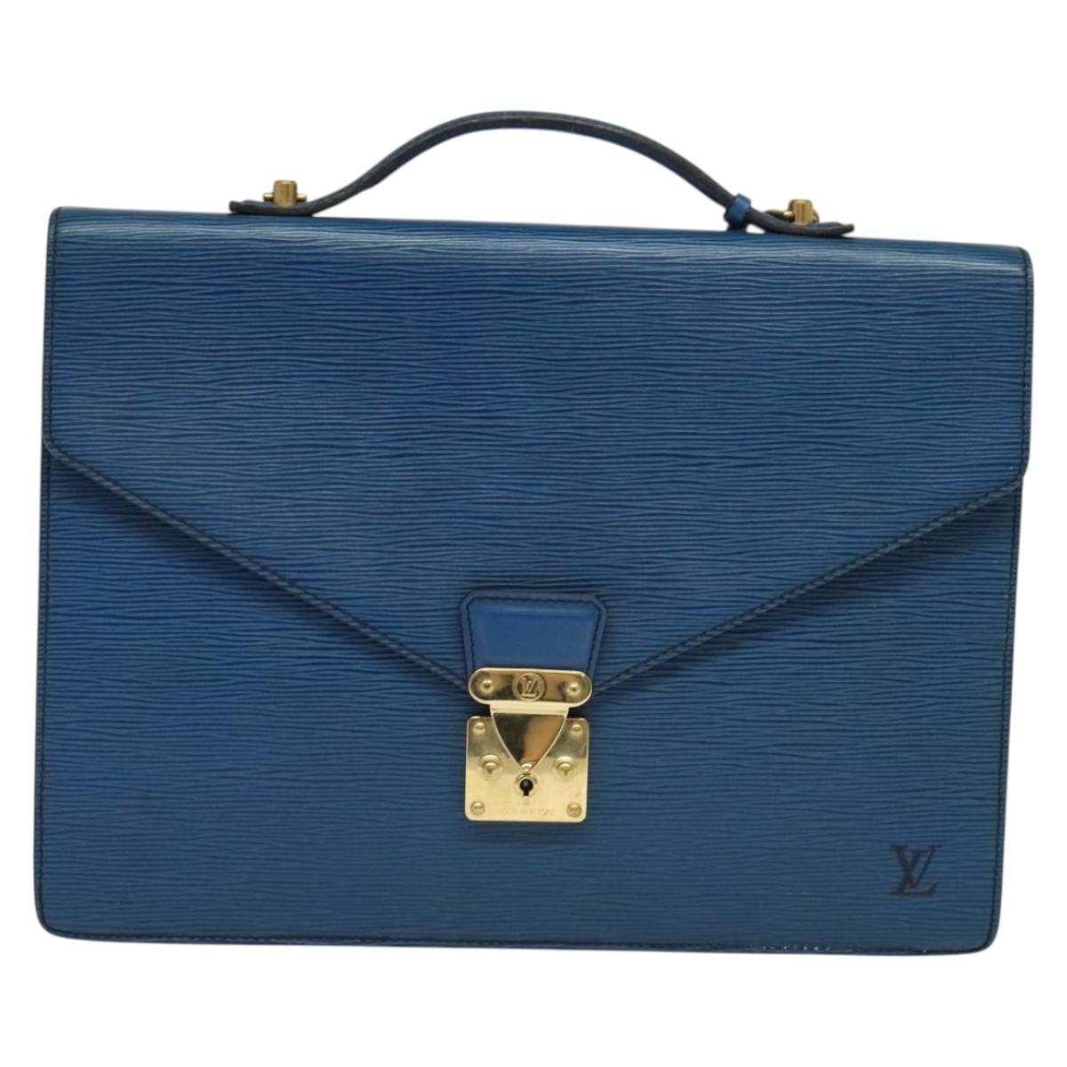 LOUIS VUITTON Epi Porte Documents Bandouliere Bag Toledo Blue LV Auth BA4126