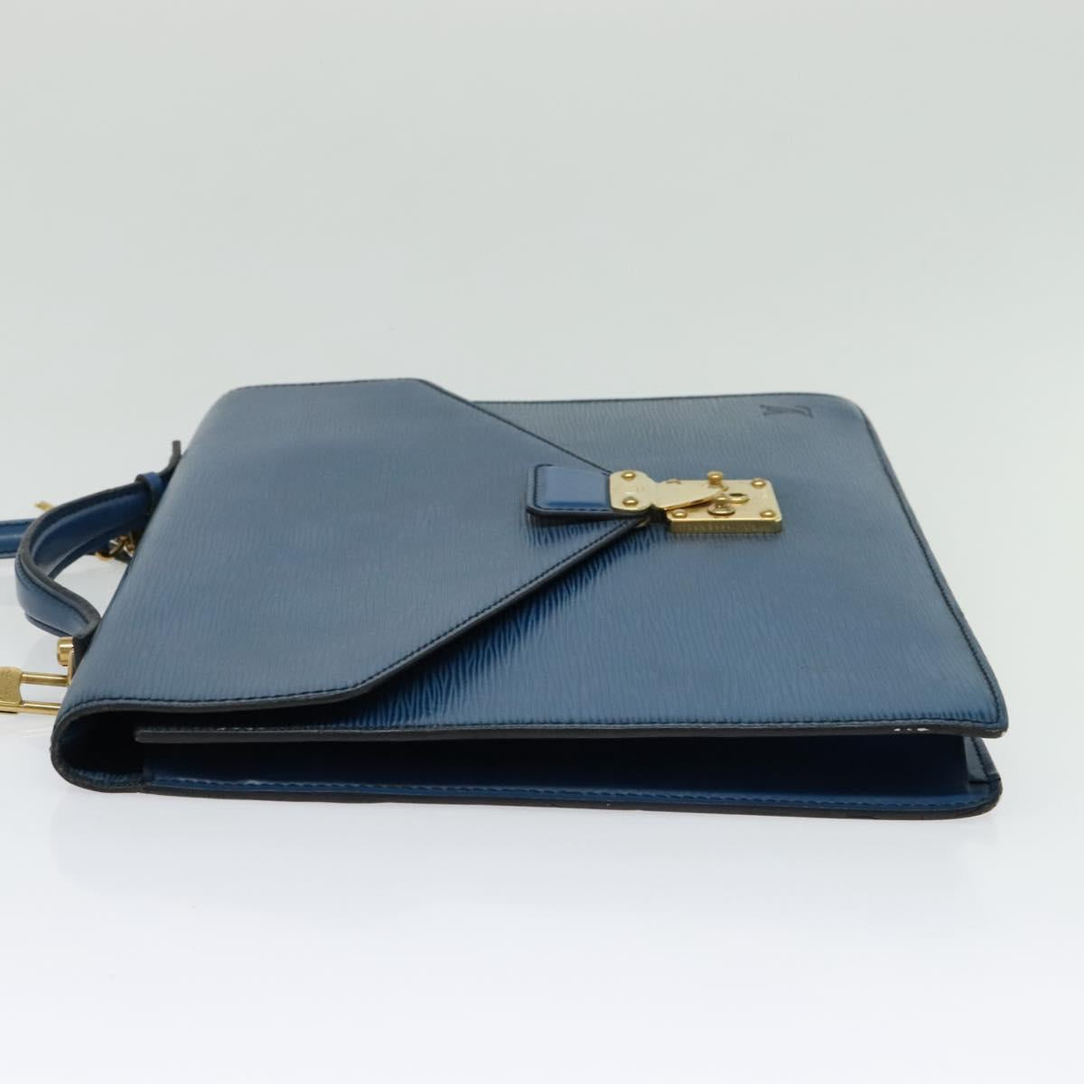 LOUIS VUITTON Epi Porte Documents Bandouliere Bag Toledo Blue LV Auth BA4126