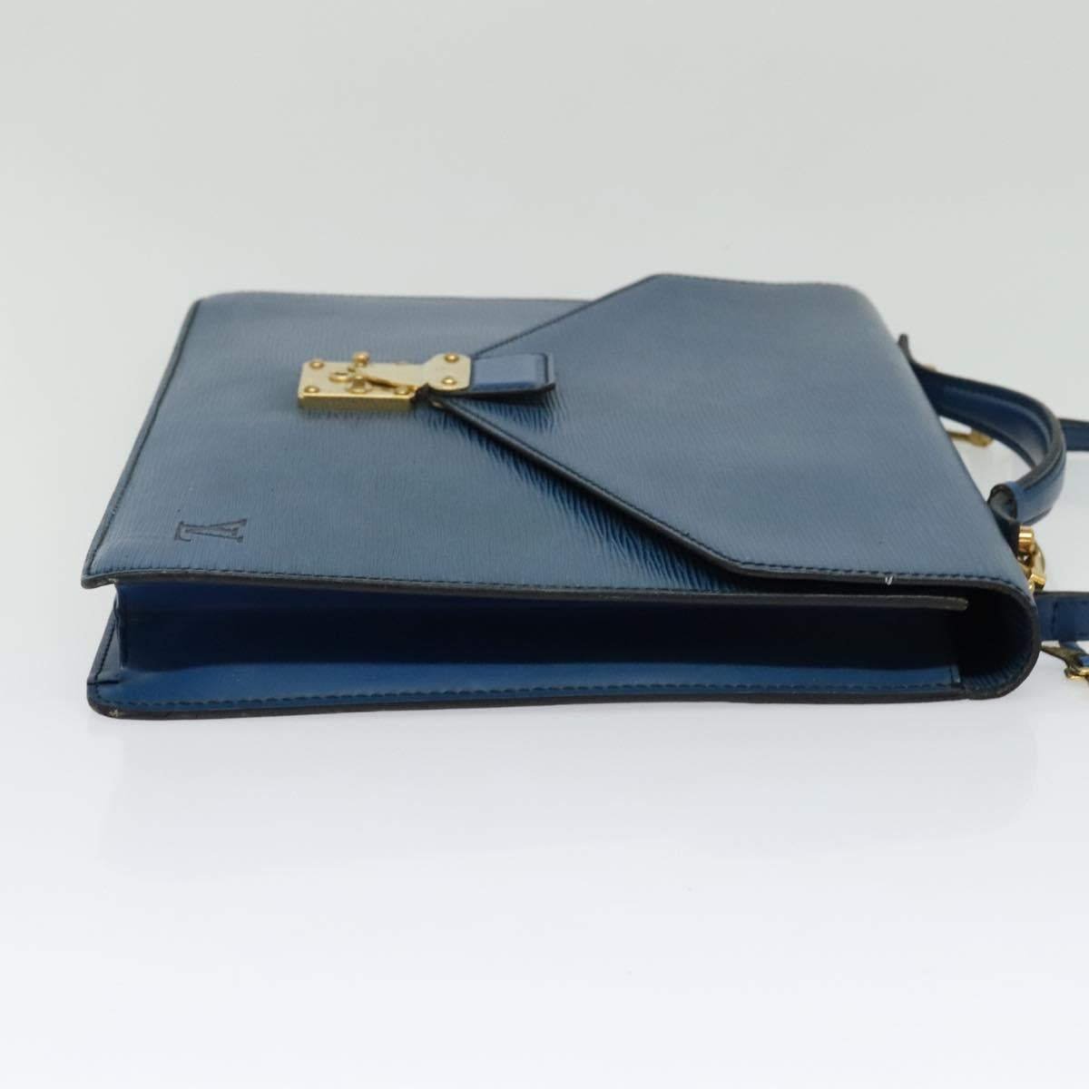 LOUIS VUITTON Epi Porte Documents Bandouliere Bag Toledo Blue LV Auth BA4126