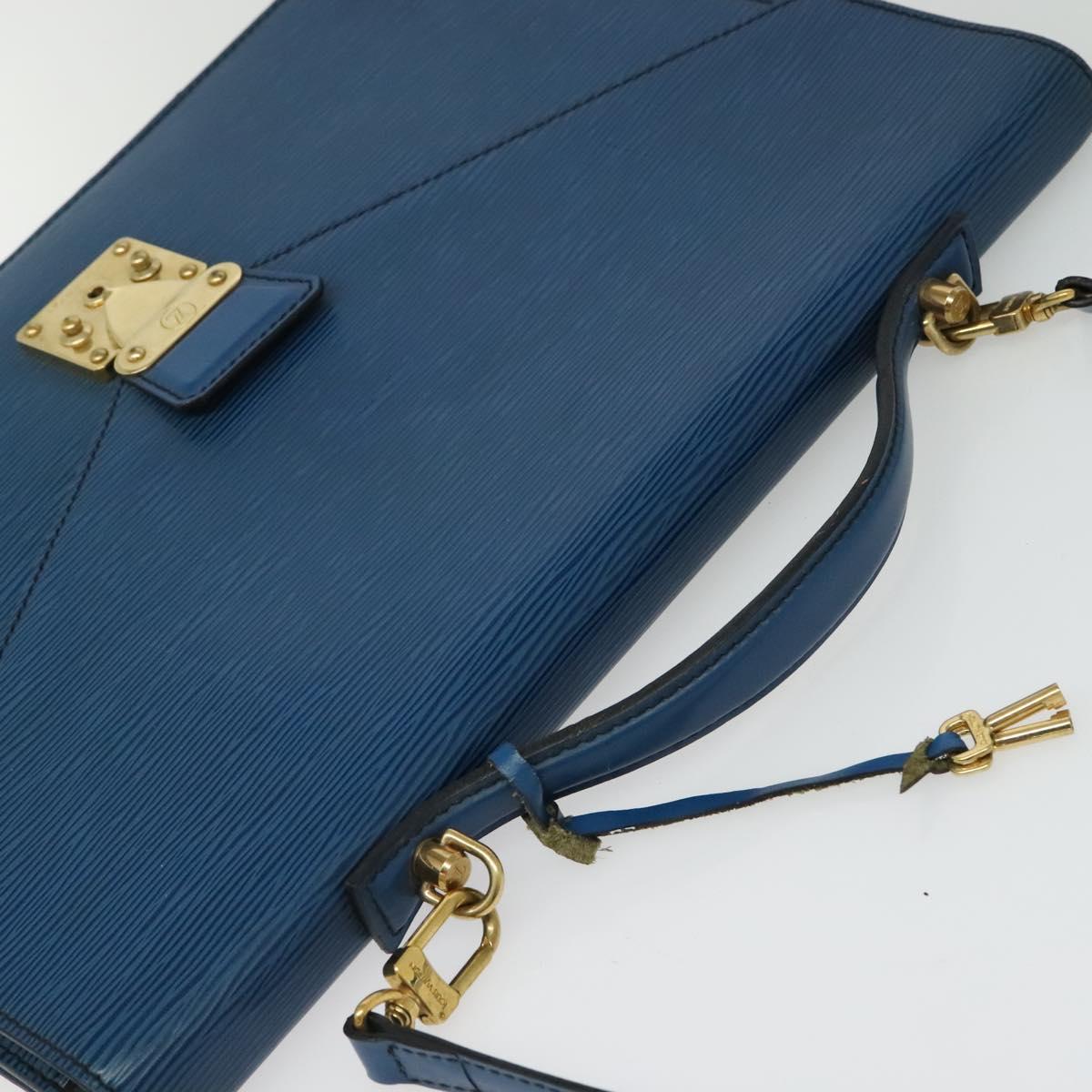 LOUIS VUITTON Epi Porte Documents Bandouliere Bag Toledo Blue LV Auth BA4126