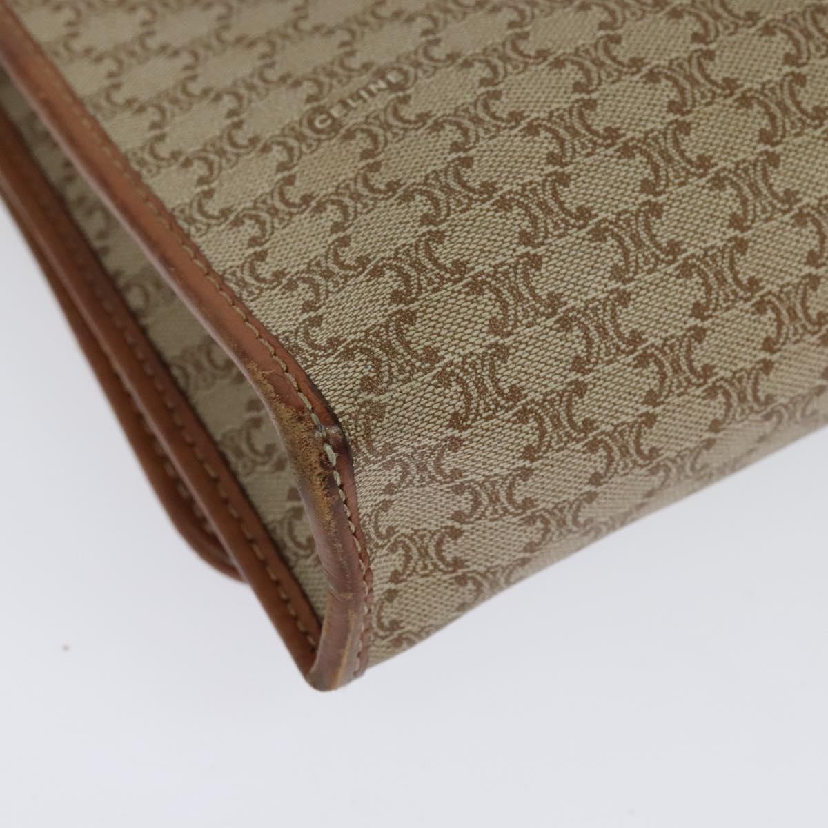 CELINE Macadam Canvas Shoulder Bag PVC Beige Gold Auth BA4128