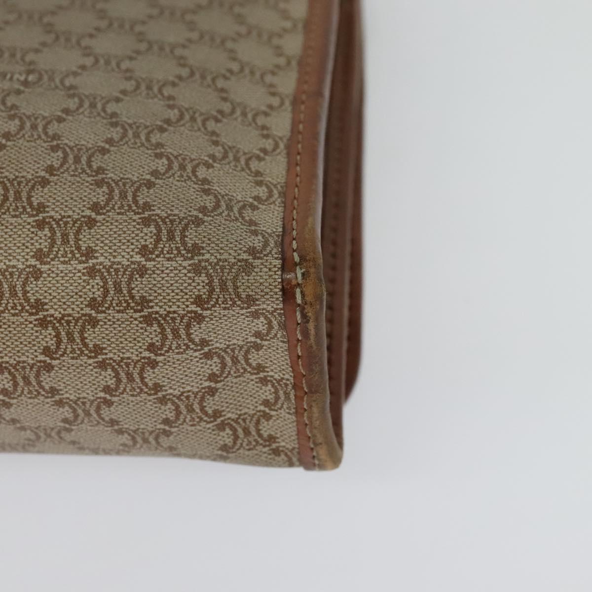 CELINE Macadam Canvas Shoulder Bag PVC Beige Gold Auth BA4128