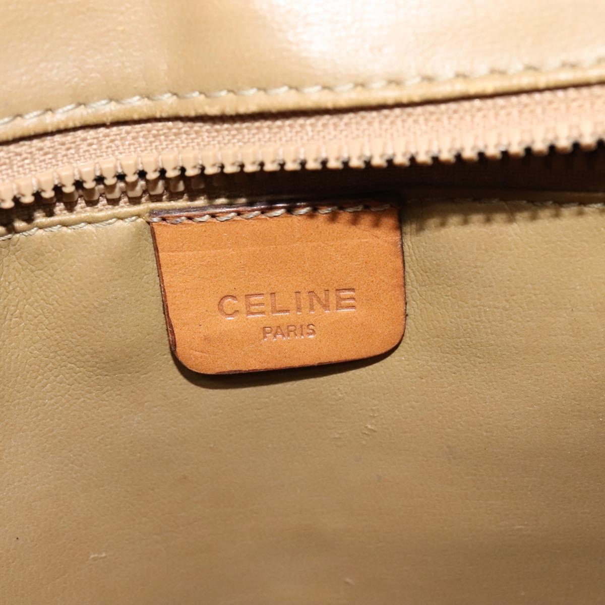 CELINE Macadam Canvas Shoulder Bag PVC Beige Gold Auth BA4128