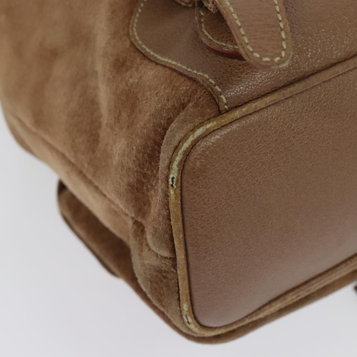GUCCI Bamboo Backpack Suede Brown Gold 003 2058 0016 Auth BA4131