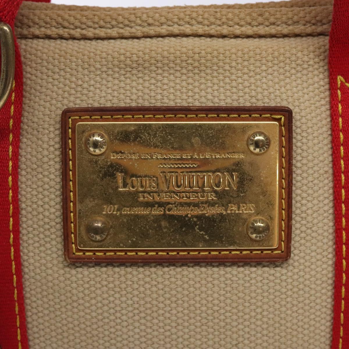 LOUIS VUITTON Antigua Cabas PM Hand Bag Red Beige M40038 LV Auth BA4135