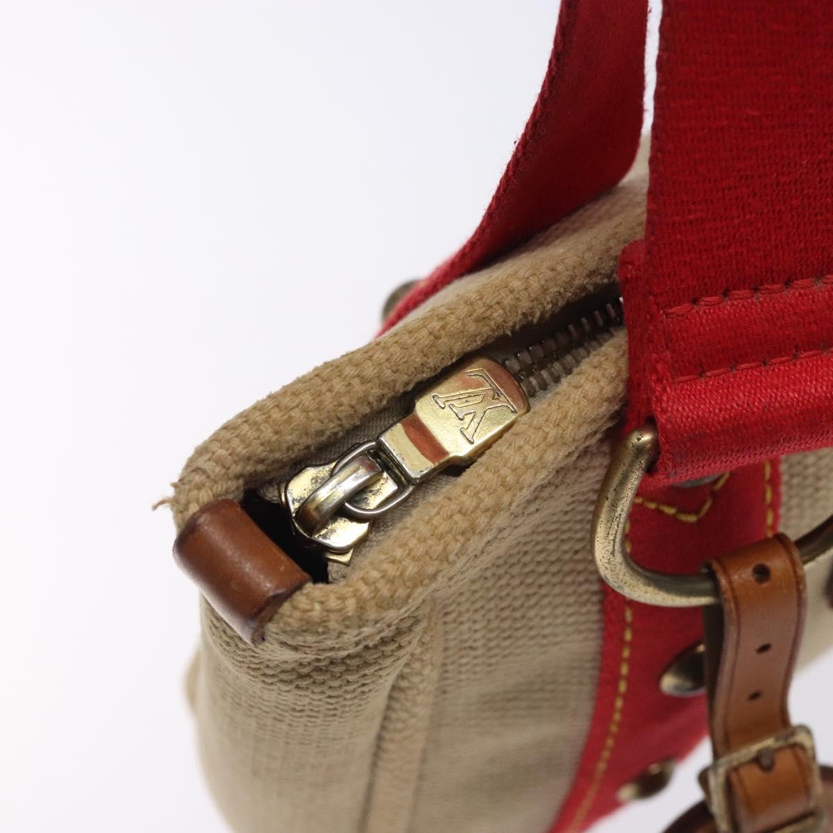 LOUIS VUITTON Antigua Cabas PM Hand Bag Red Beige M40038 LV Auth BA4135