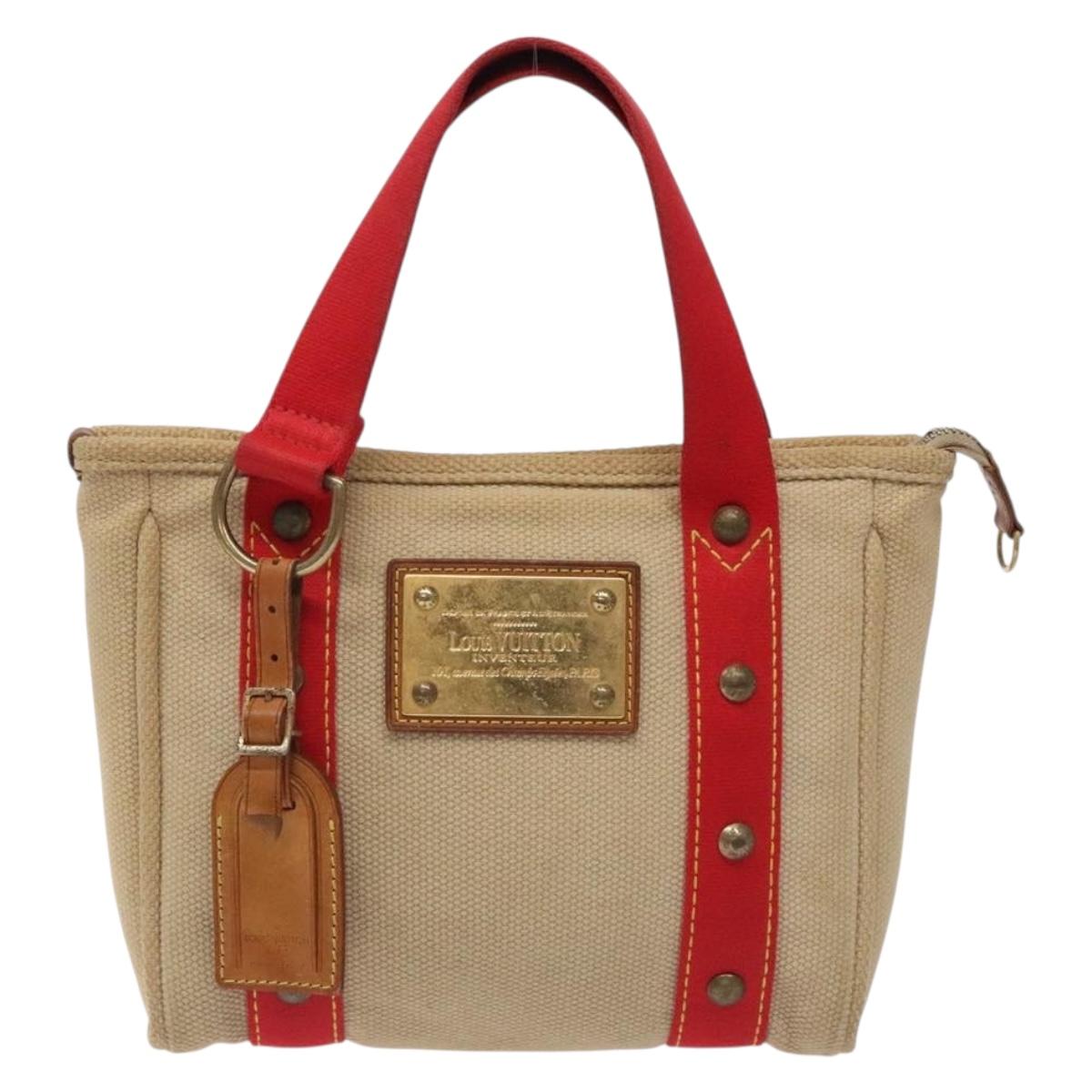 LOUIS VUITTON Antigua Cabas PM Hand Bag Red Beige M40038 LV Auth BA4135