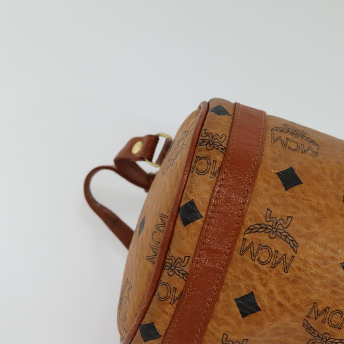 MCM Logogram Vicetos Shoulder Bag PVC Leather Brown Gold Auth BA4155