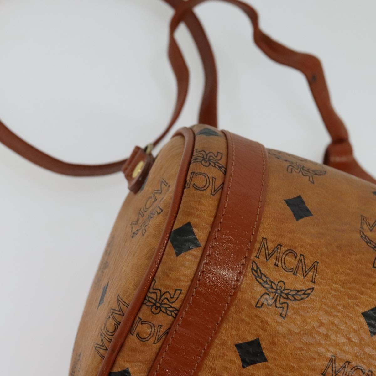 MCM Logogram Vicetos Shoulder Bag PVC Leather Brown Gold Auth BA4155