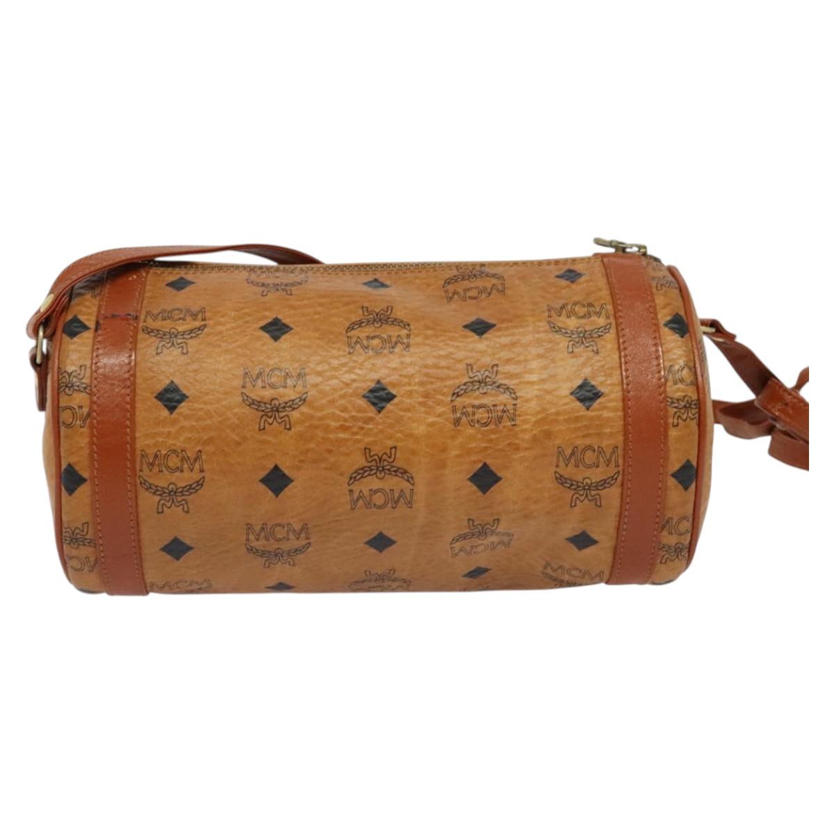 MCM Logogram Vicetos Shoulder Bag PVC Leather Brown Gold Auth BA4155