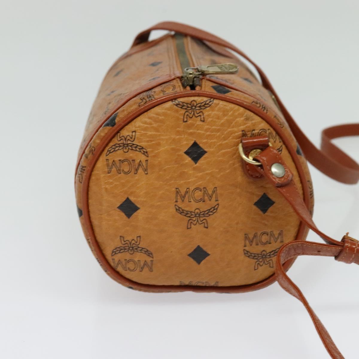 MCM Logogram Vicetos Shoulder Bag PVC Leather Brown Gold Auth BA4155