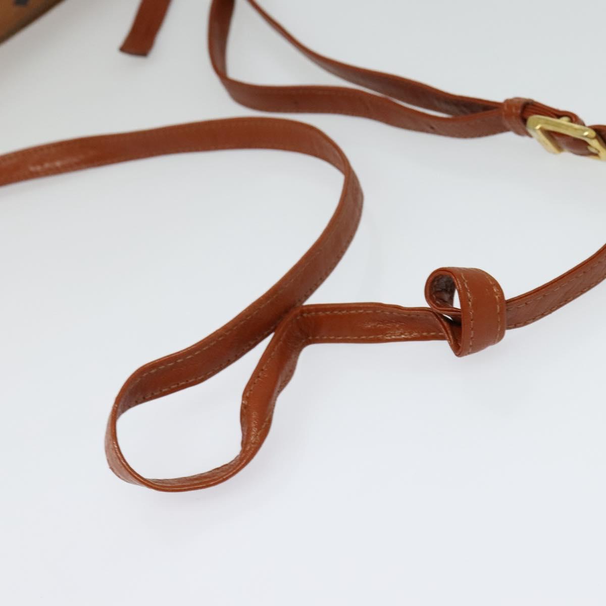 MCM Logogram Vicetos Shoulder Bag PVC Leather Brown Gold Auth BA4155