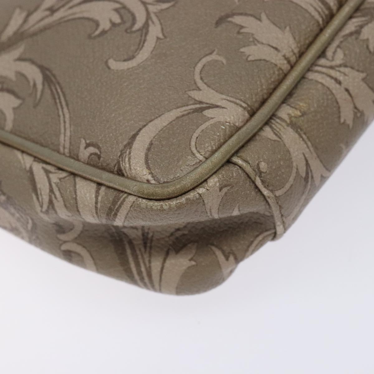 VERSACE Chain Shoulder Bag PVC Canvas Beige Gold Auth BA4156