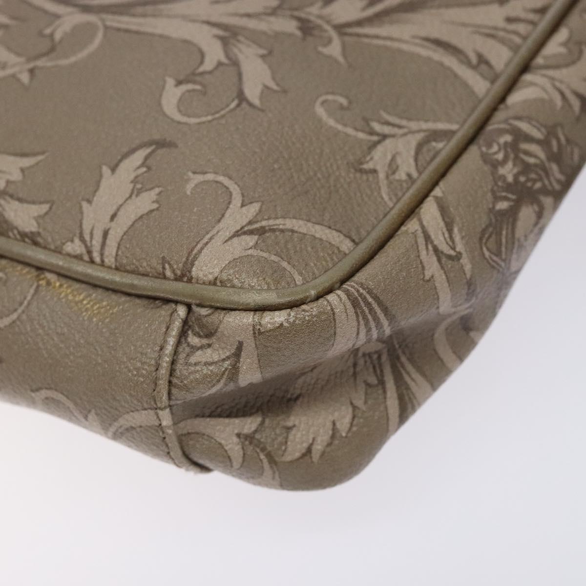 VERSACE Chain Shoulder Bag PVC Canvas Beige Gold Auth BA4156