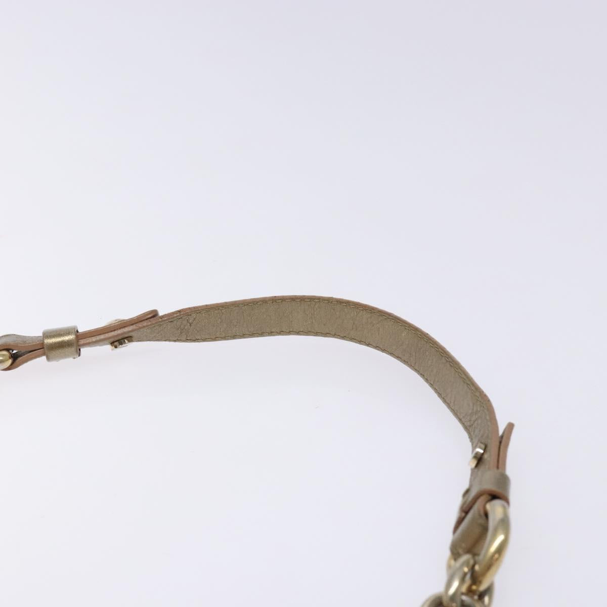 VERSACE Chain Shoulder Bag PVC Canvas Beige Gold Auth BA4156