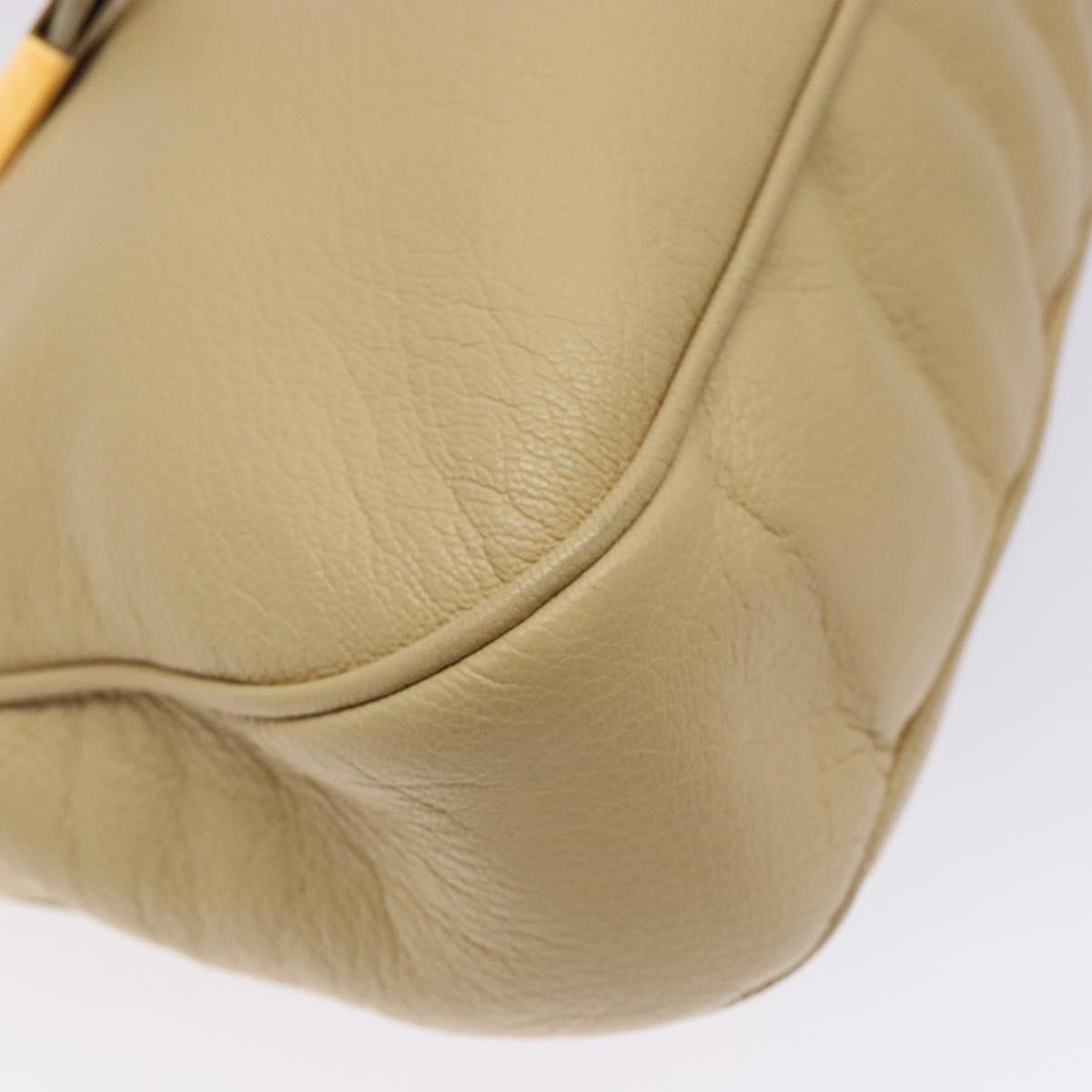 Gianni Versace Shoulder Bag Leather Beige Gold Auth BA4159