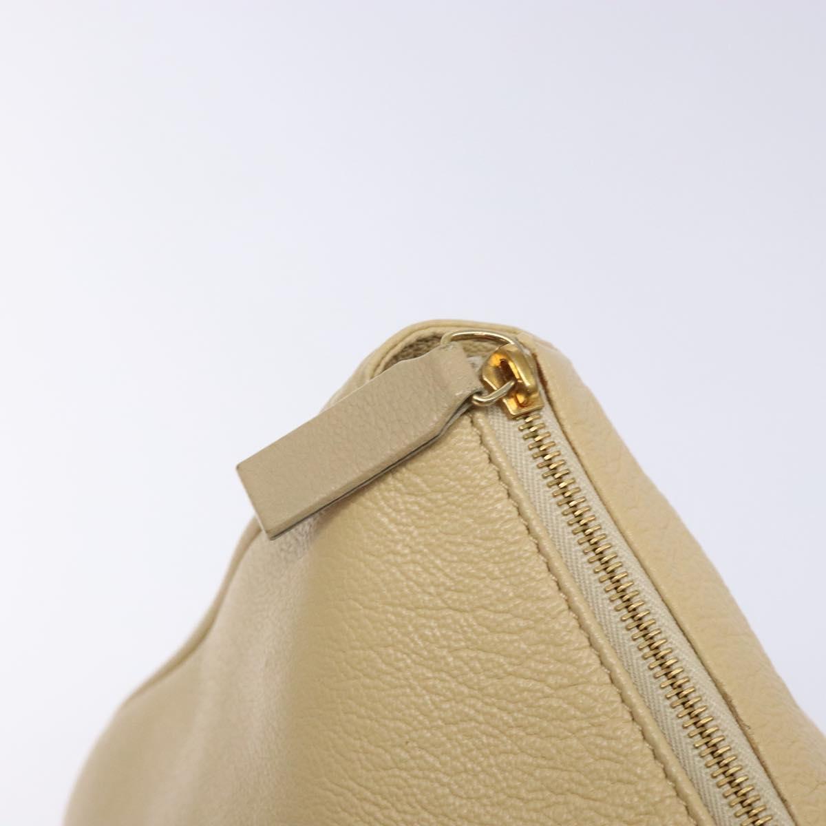 Gianni Versace Shoulder Bag Leather Beige Gold Auth BA4159