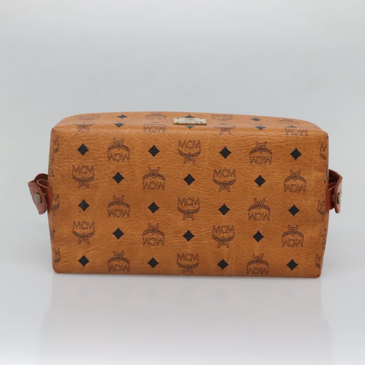 MCM Logogram Vicetos Pouch PVC Leather Brown Gold Auth BA4160